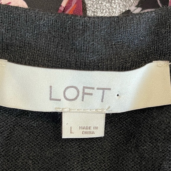 Loft size L black with sheer floral tie sleeve parts modest business going out - Picture 6 of 12